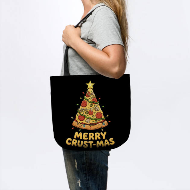 Merry Crustmas Pizza Christmas Tree Lights by Creatifly Graphic Tees