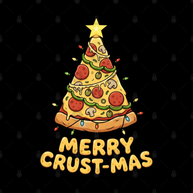 Merry Crustmas Pizza Christmas Tree Lights by Creatifly Graphic Tees