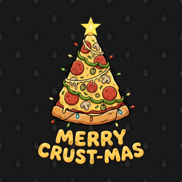 Merry Crustmas Pizza Christmas Tree Lights by Creatifly Graphic Tees
