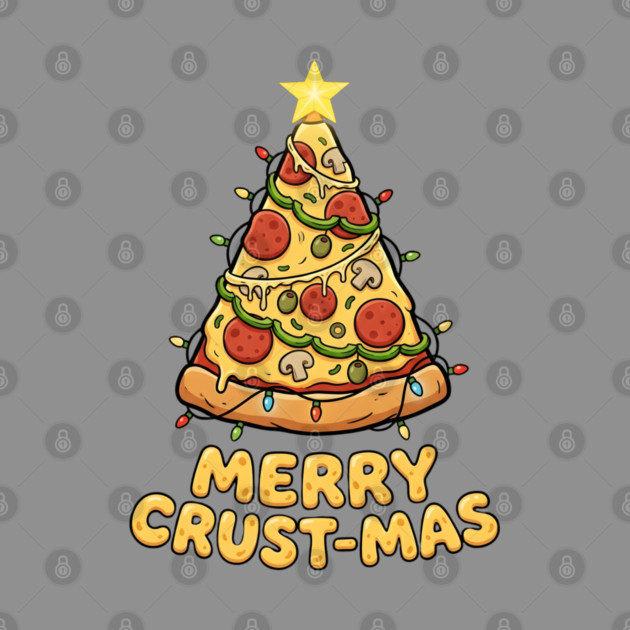 Merry Crustmas Pizza Christmas Tree Lights by Creatifly Graphic Tees
