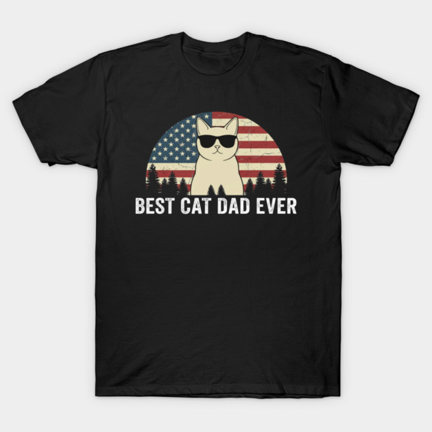 Best Cat Dad Ever Patriotic Cat American Flag T-Shirt by ArtistTee ⭐⭐⭐⭐⭐
