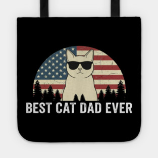 Best Cat Dad Ever Patriotic Cat American Flag Tote