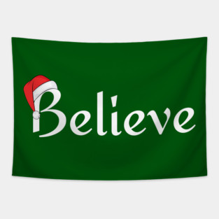 Believe Santa Hat Tapestry