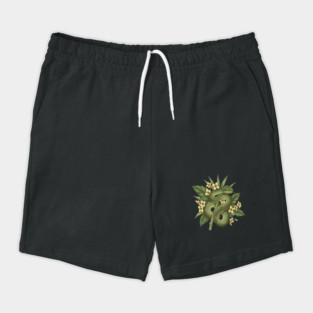 Bamboo Pit Viper With Tropical Rainforest Leaves And Yellow Blossoms Shorts