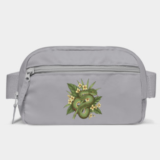 Bamboo Pit Viper With Tropical Rainforest Leaves And Yellow Blossoms Bag