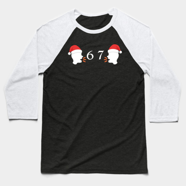 Santa Hat 67 Whisper Duo Baseball T-Shirt by Creatifly Graphic Tees