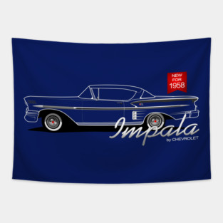 1958 Chevrolet Impala side view (white) Tapestry