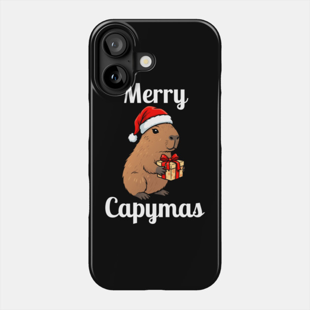 Merry Capymas Capybara Phone Case by Creatifly Graphic Tees