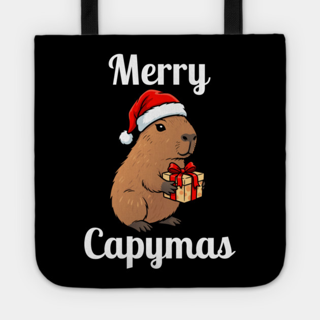 Merry Capymas Capybara Tote by Creatifly Graphic Tees