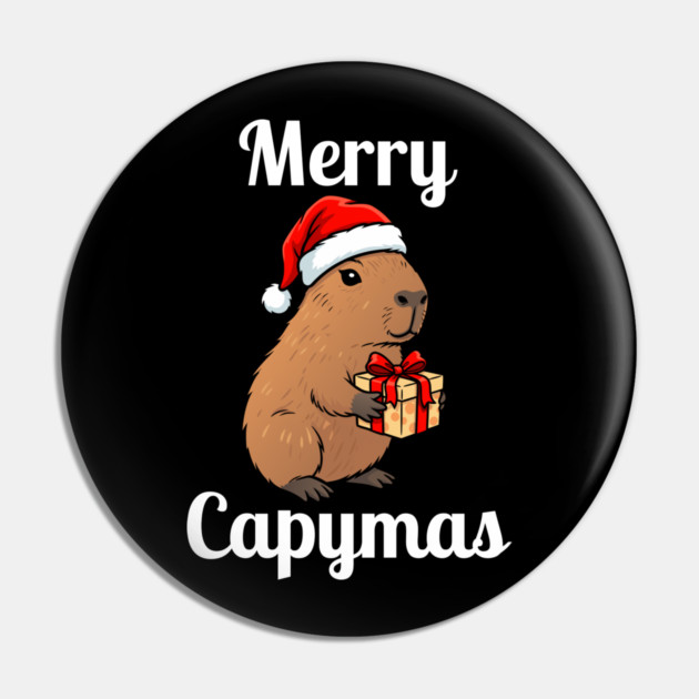 Merry Capymas Capybara Pin by Creatifly Graphic Tees