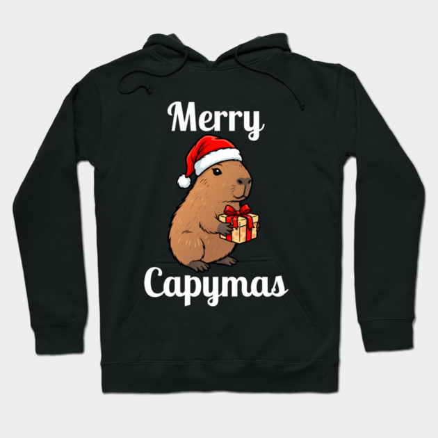 Merry Capymas Capybara Hoodie by Creatifly Graphic Tees