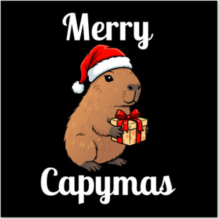 Merry Capymas Capybara Posters and Art
