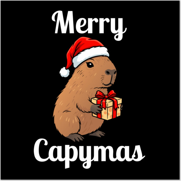 Merry Capymas Capybara Wall Art by Creatifly Graphic Tees