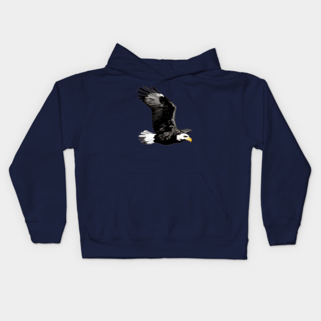 Flying Bald Eagle Kids Hoodie by DonWillisJrArt