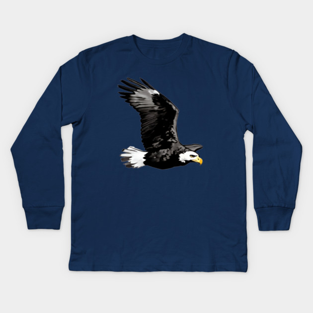 Flying Bald Eagle Kids Long Sleeve T-Shirt by DonWillisJrArt