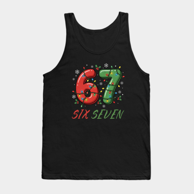 67 Six Seven with Christmas Lights Tank Top by Creatifly Graphic Tees