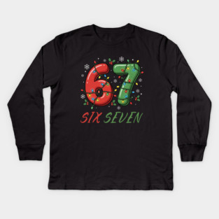 67 Six Seven with Christmas Lights Kids Long Sleeve T-Shirt