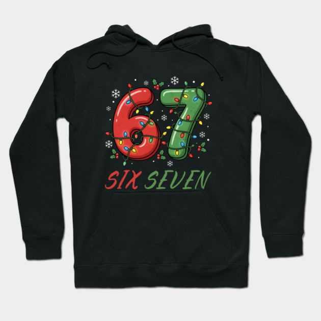67 Six Seven with Christmas Lights Hoodie by Creatifly Graphic Tees