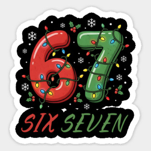 67 Six Seven with Christmas Lights Sticker