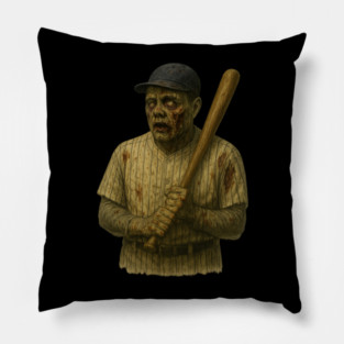 Zombie Babe Ruth – Vintage Zombie Baseball Horror Parody Pillow