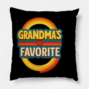 Grandmas Favorite Cute Rainbow Retro Heart Grandchild Pillow