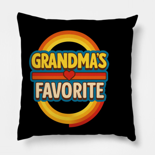 Grandmas Favorite Cute Rainbow Retro Heart Grandchild Pillow by logiamerch