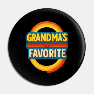 Grandmas Favorite Cute Rainbow Retro Heart Grandchild Pin