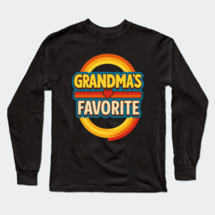 Grandmas Favorite Cute Rainbow Retro Heart Grandchild Long Sleeve T-Shirt