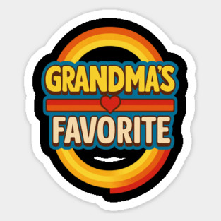 Grandmas Favorite Cute Rainbow Retro Heart Grandchild Sticker