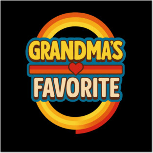 Grandmas Favorite Cute Rainbow Retro Heart Grandchild Posters and Art