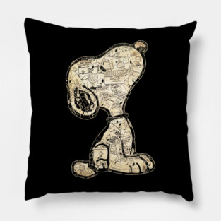 Snoopy Vintage Comic Strip Collage Pillow