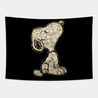 Snoopy Vintage Comic Strip Collage Tapestry