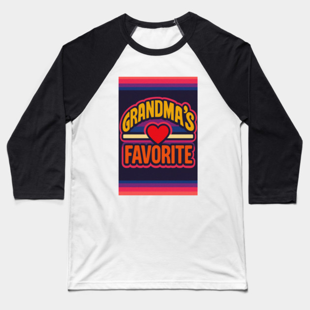 Grandmas Favorite Cute Rainbow Retro Heart Grandchild Baseball T-Shirt by logiamerch