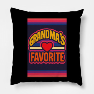 Grandmas Favorite Cute Rainbow Retro Heart Grandchild Pillow
