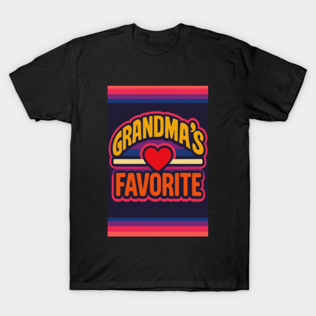 Grandmas Favorite Cute Rainbow Retro Heart Grandchild T-Shirt by logiamerch