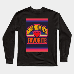 Grandmas Favorite Cute Rainbow Retro Heart Grandchild Long Sleeve T-Shirt