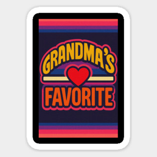 Grandmas Favorite Cute Rainbow Retro Heart Grandchild Sticker