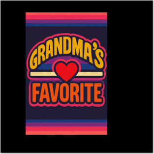 Grandmas Favorite Cute Rainbow Retro Heart Grandchild Posters and Art