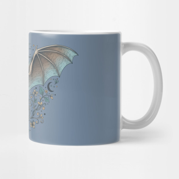 Ornamental Bat Crescent Moon Vintage Night Art by BirdsnStuff