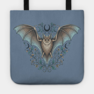 Ornamental Bat Crescent Moon Vintage Night Art Tote
