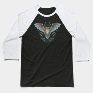 Ornamental Bat Crescent Moon Vintage Night Art Baseball T-Shirt