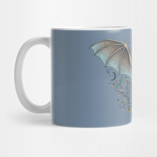 Ornamental Bat Crescent Moon Vintage Night Art Mug