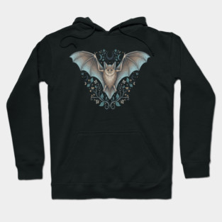 Ornamental Bat Crescent Moon Vintage Night Art Hoodie