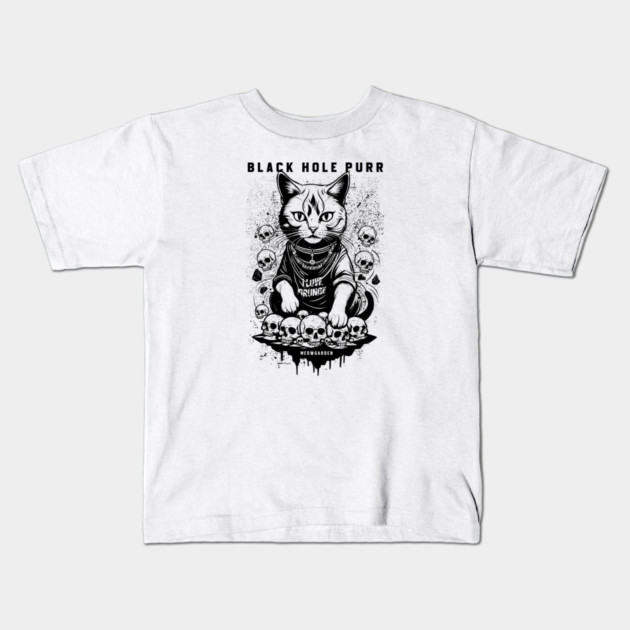 BLACK HOLE PURR Kids T-Shirt by artslaves