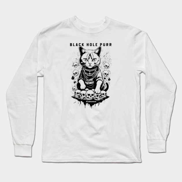 BLACK HOLE PURR Long Sleeve T-Shirt by artslaves