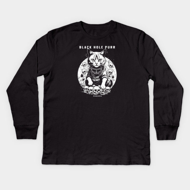 BLACK HOLE PURR Kids Long Sleeve T-Shirt by artslaves