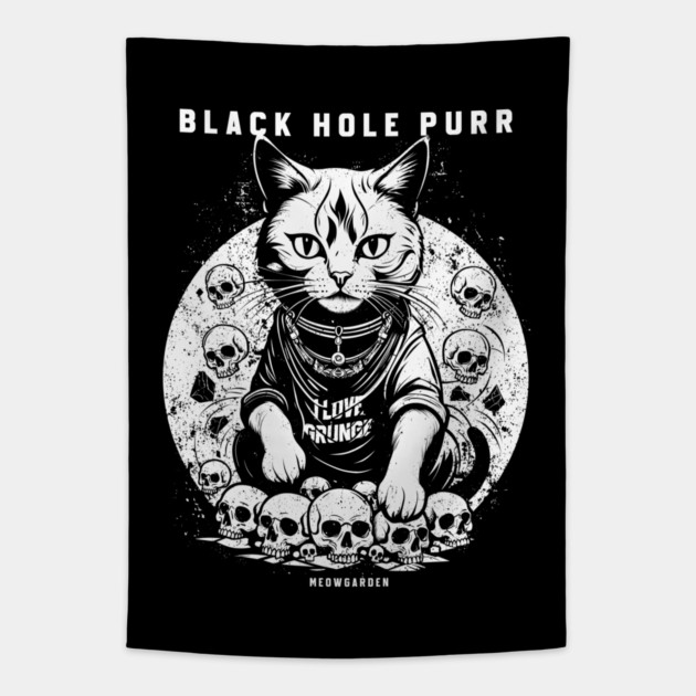 BLACK HOLE PURR Tapestry by artslaves