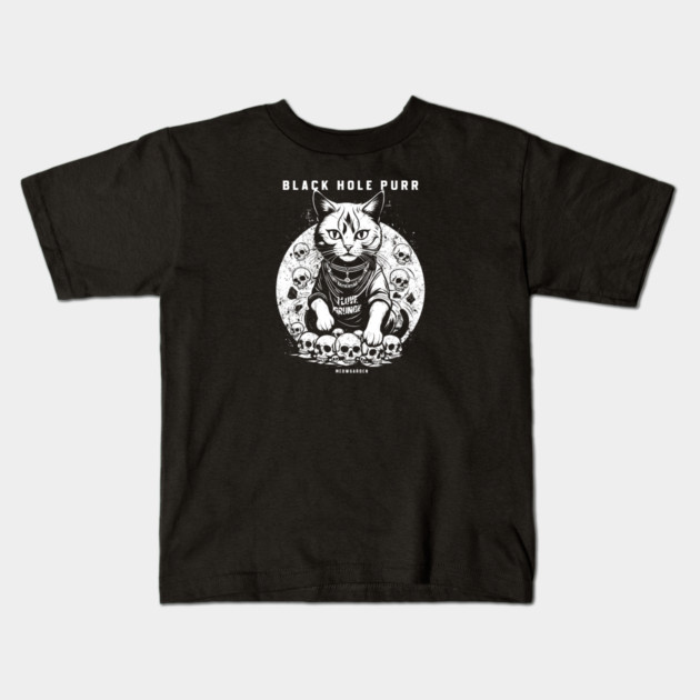 BLACK HOLE PURR Kids T-Shirt by artslaves