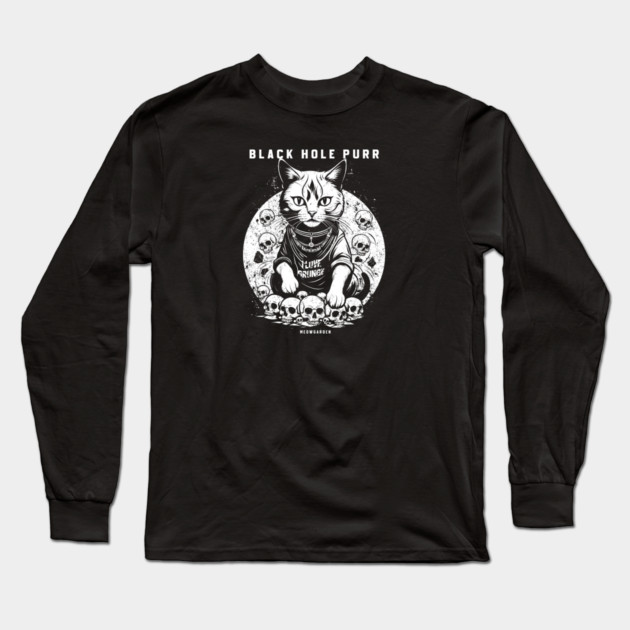BLACK HOLE PURR Long Sleeve T-Shirt by artslaves