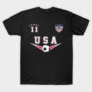 American USA Flag Soccer Jersey Favorite Lucky Number 11 Women Men T-Shirt